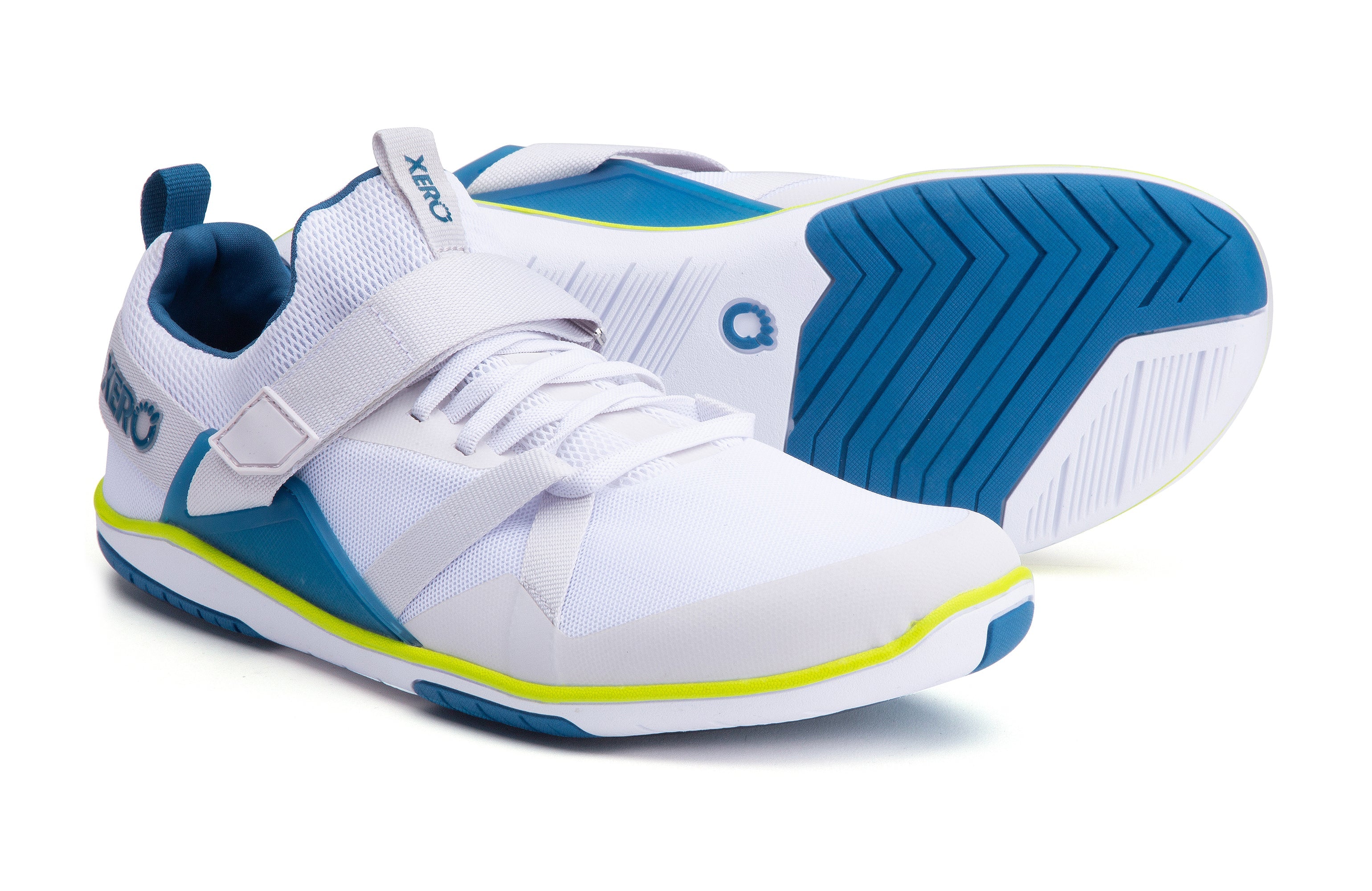 Xero Shoes Forza Trainer Mens barfods træningssko til mænd i farven white / blue sapphire, par