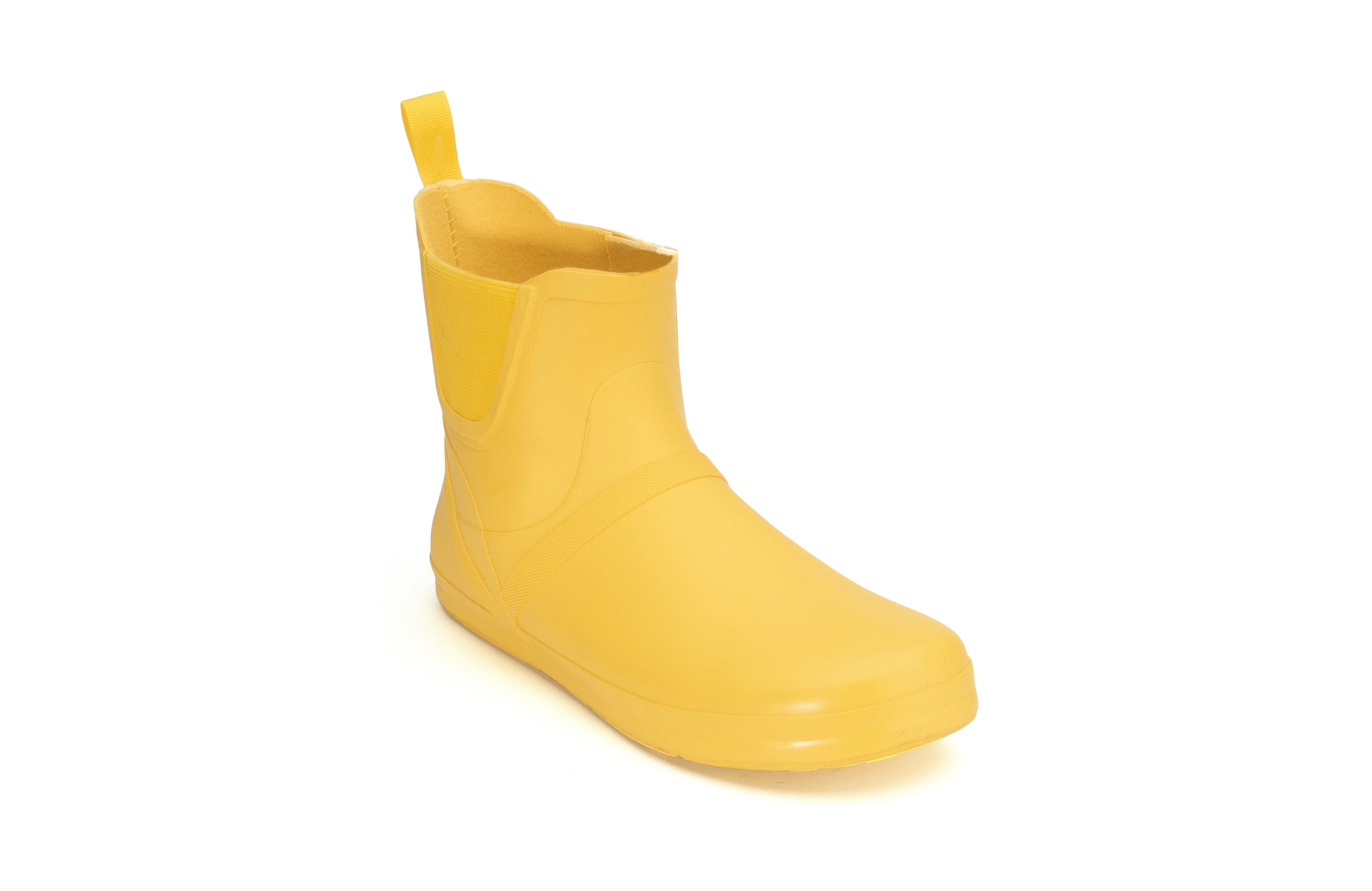 Xero Shoes Gracie barfods gummistøvler til kvinder i farven yellow, vinklet