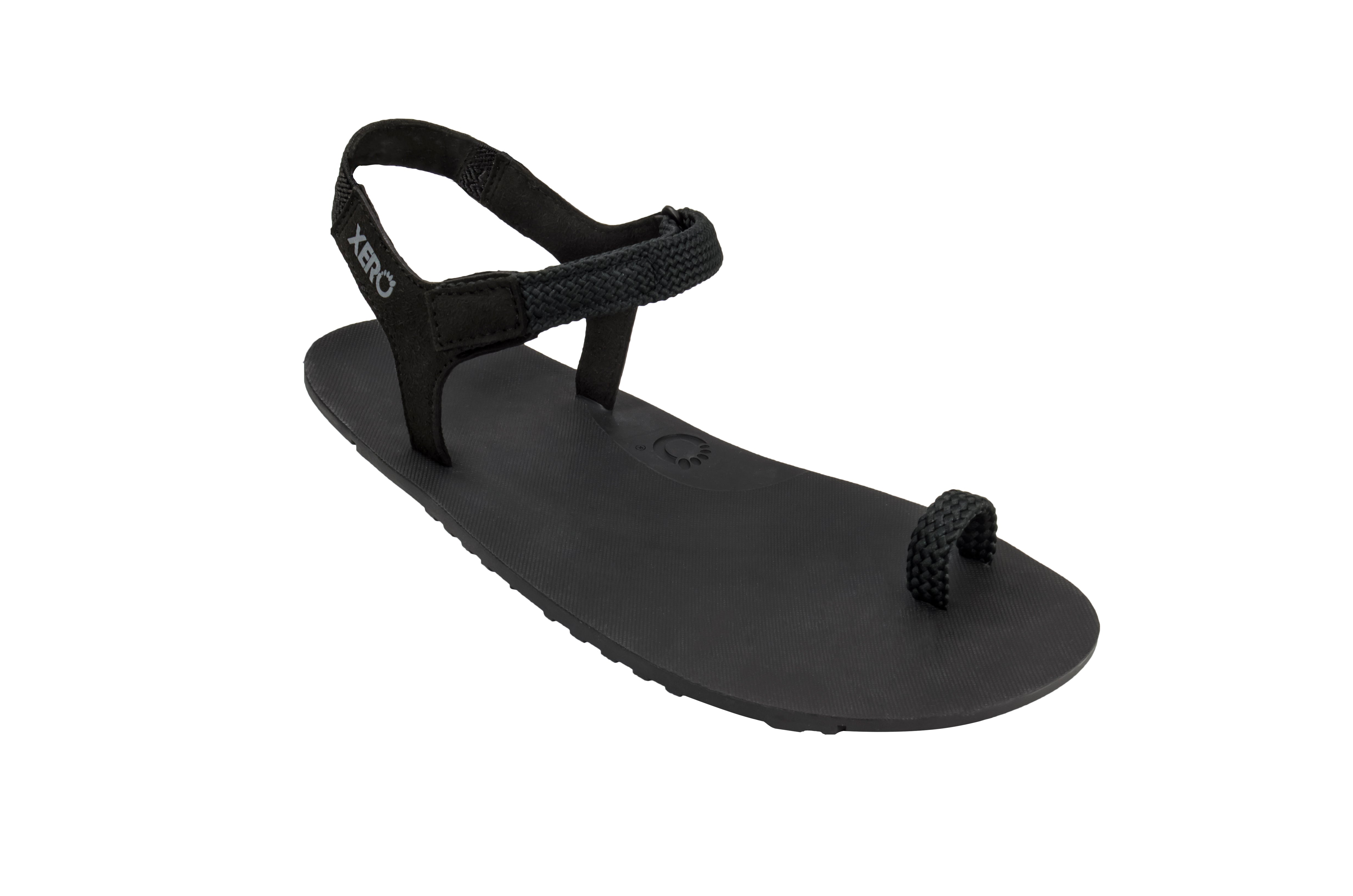 Xero Shoes Jessie barfods tåsandal til kvinder i farven black, vinklet