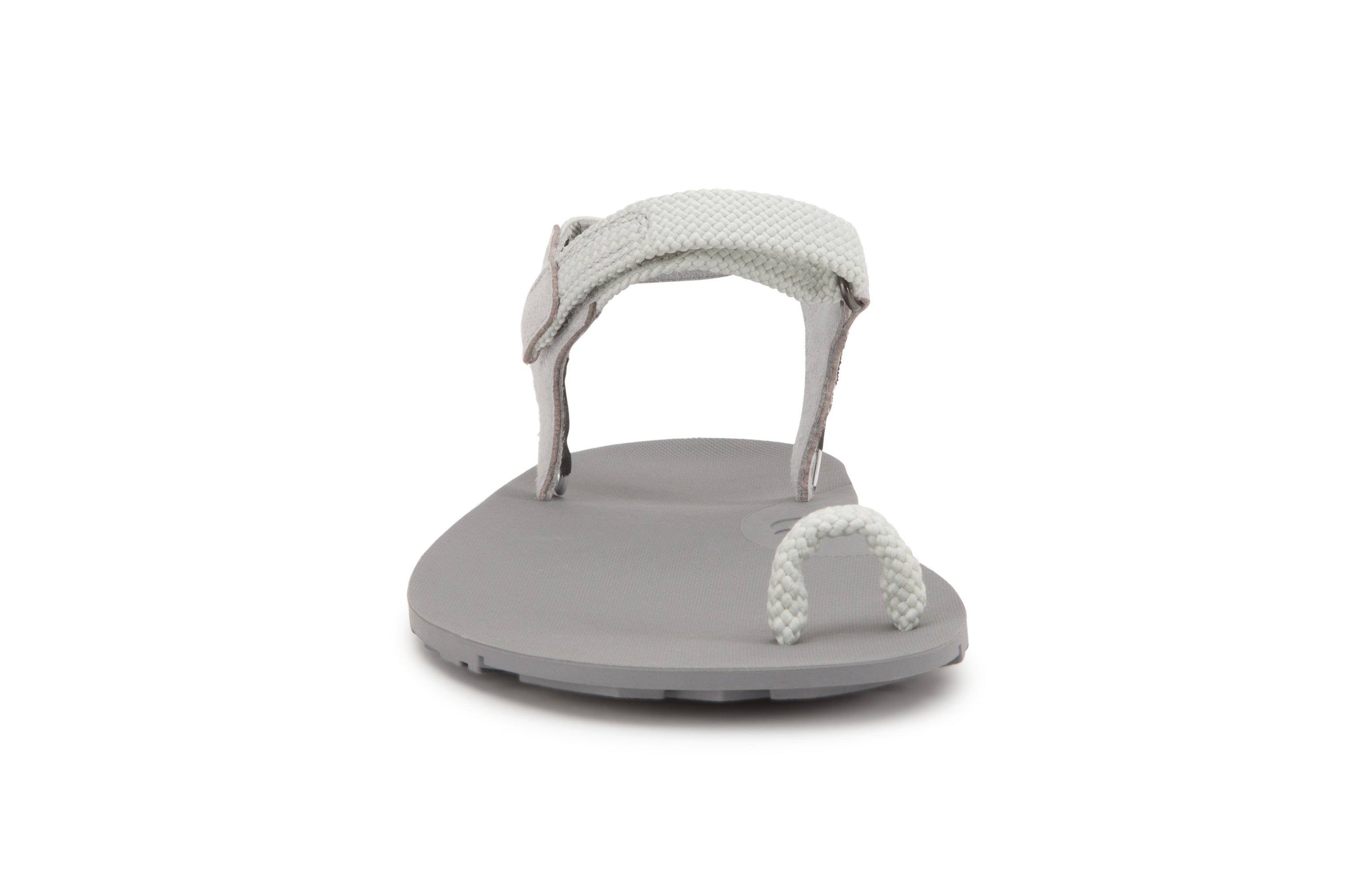 Xero Shoes Jessie barfods tåsandal til kvinder i farven oyster gray, forfra