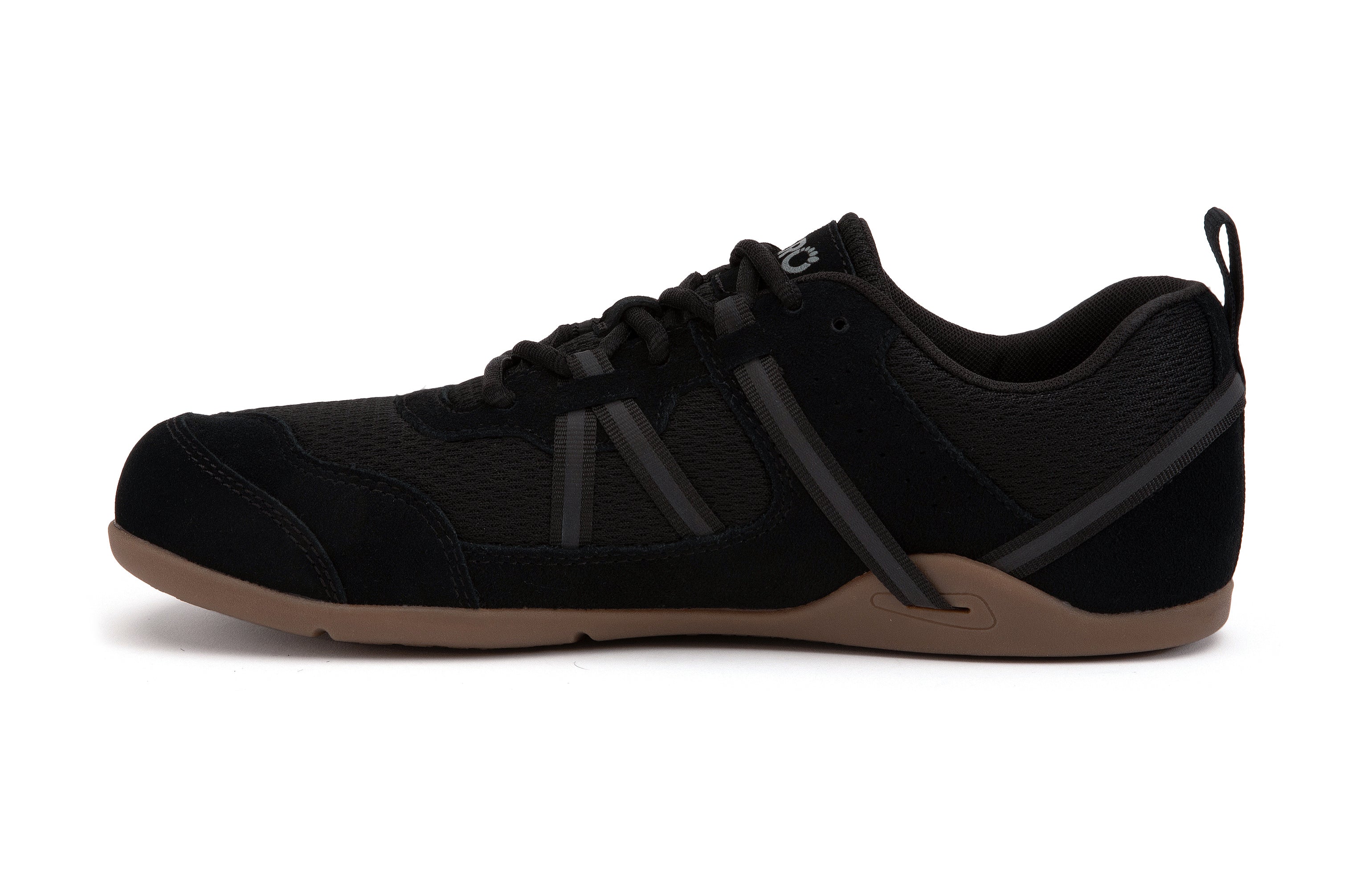 Xero Shoes Prio Suede barfods ruskind sneakers til mænd i farven black gum, inderside