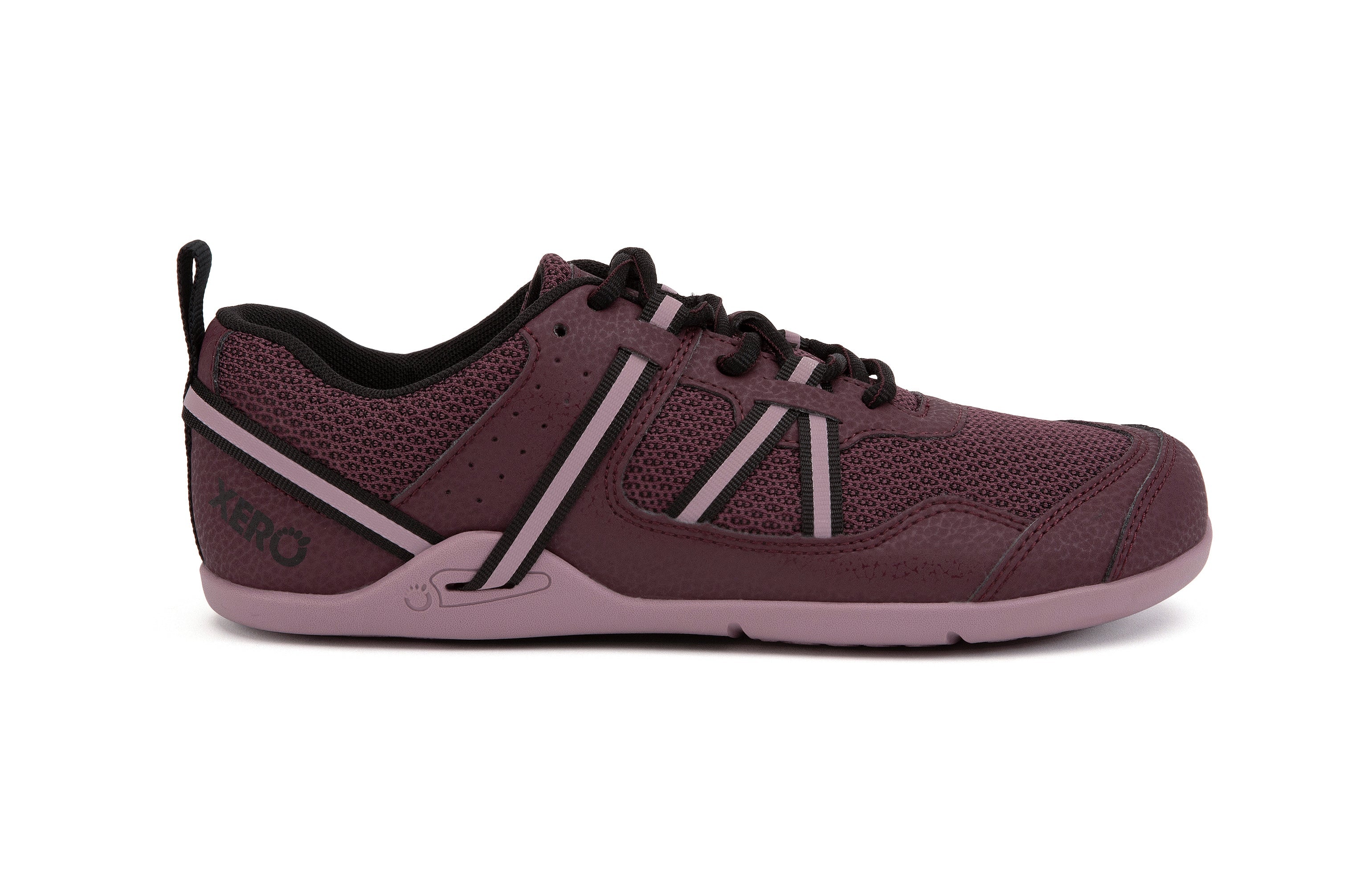 Xero Shoes Prio Womens barfods træningssko til kvinder i farven fig/elderberry, yderside