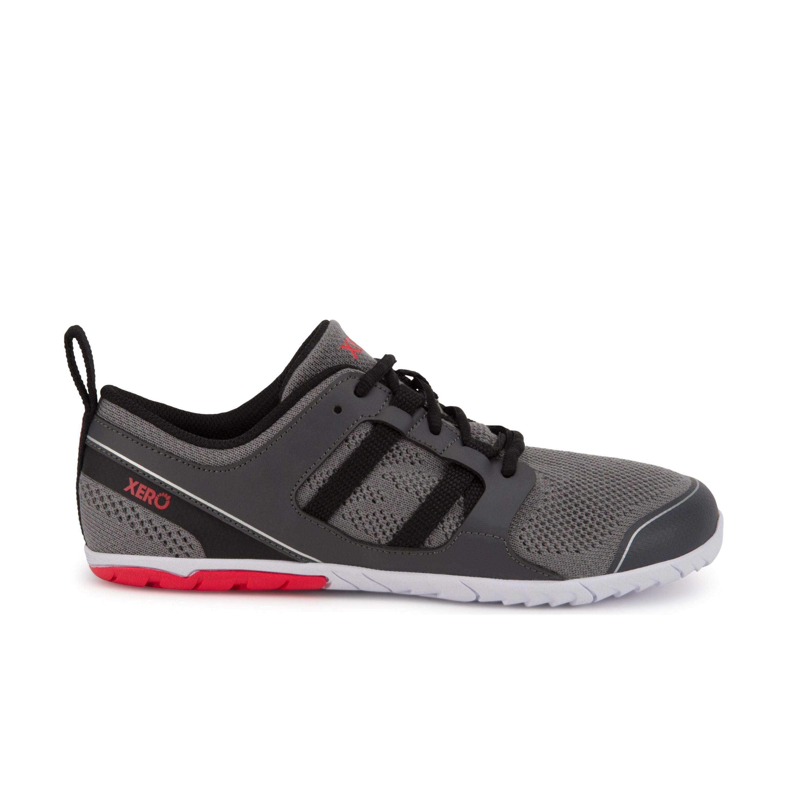 Xero Shoes Zelen Mens barfods sneaker træningssko til mænd i farven dark gray / red, yderside